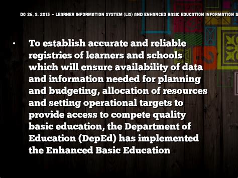 DO 26, s. 2015 – Learner Information System (LIS) and Enhanced Basic.